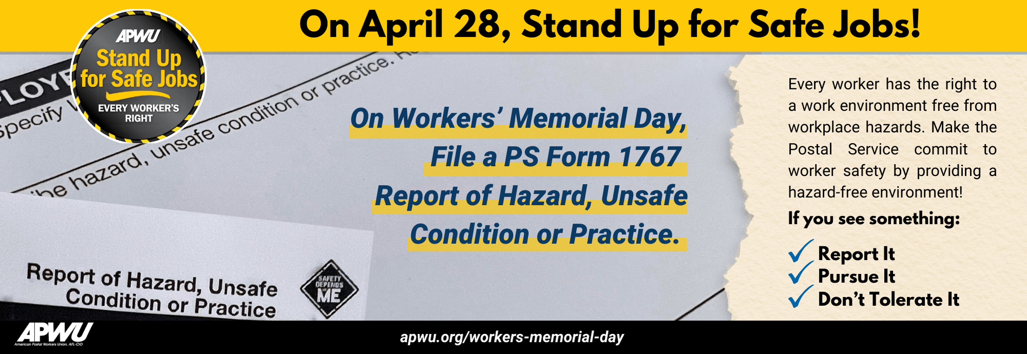 On April 28, Stand Up for Safe Jobs!