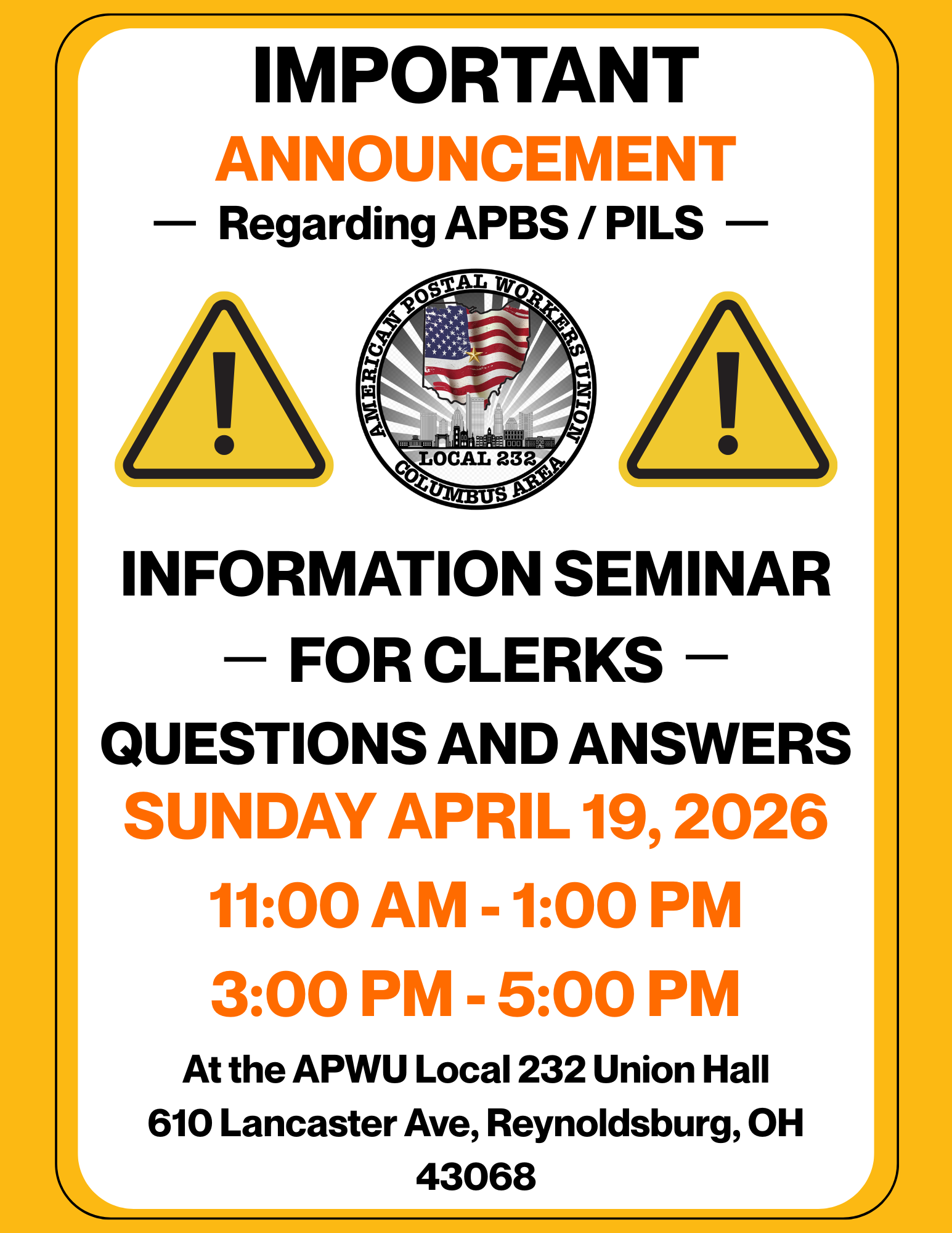 URGENT: Information Seminar & Q+A for Clerks Regarding APBS / PILS